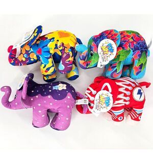 Cepia Pop Art Lot of 4 NWT Mighty Series 7" Soft Elephant Plush Stuffed Animal